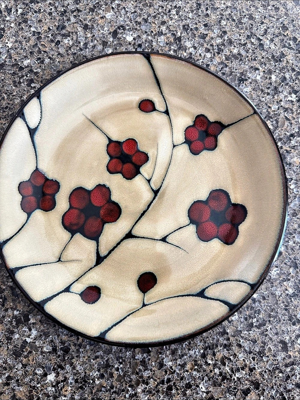 Pfaltzgraff Studio Aster Salad Plate 8" Floral Cream & Maroon Brown